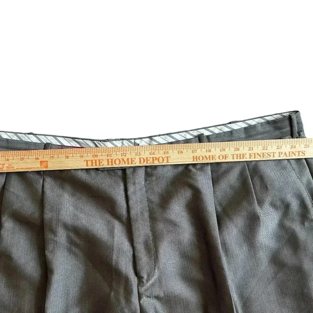VTG PHAT FARM Premium Dress Pants Mens 51R Slacks Gray Silver Satin Pleat Cuff